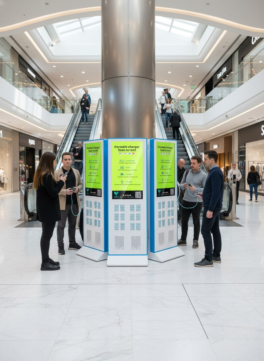 Shopping Mall Users Using Shared Power Banks